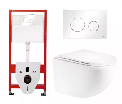 Комплект 3 в 1 инсталляция Tece Loop K440920 + Унитаз подвесной Enio Unico Tornado EN2105073 + кнопка белая