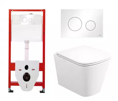 Комплект 3 в 1 инсталляция Tece Loop K440920 + Унитаз подвесной Enio Binario Tornado EN4180237 + кнопка белая