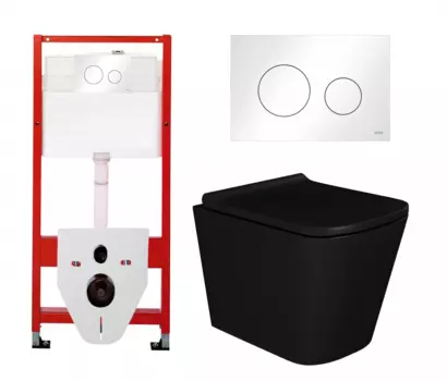 Комплект 3 в 1 инсталляция Tece Loop K440920 + Унитаз подвесной Enio Binario BL черный EN4180225 + кнопка белая