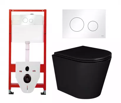 Комплект 3 в 1 инсталляция Tece Loop K440920 + Унитаз подвесной Enio Cento BL черный EN4280035 + кнопка белая