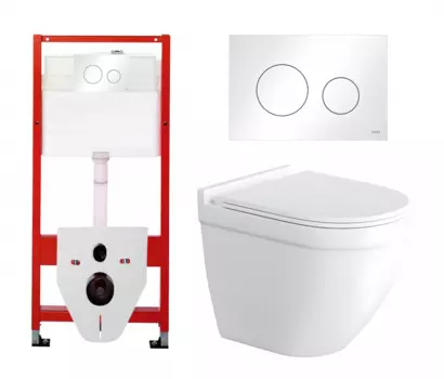 Комплект 3 в 1 инсталляция Tece Loop K440920 + Унитаз подвесной Enio Pulito EN1170052 + кнопка белая