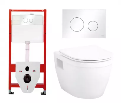 Комплект 3 в 1 инсталляция Tece Loop K440920+ Унитаз подвесной Enio Bolo EN8350034 + кнопка белая