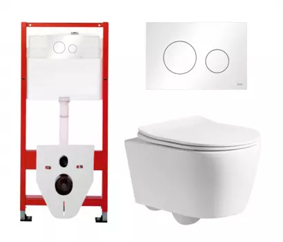 Комплект 3 в 1 инсталляция Tece Loop K440920 + Унитаз подвесной CeruttiSpa Sella PP 9738 + кнопка белая
