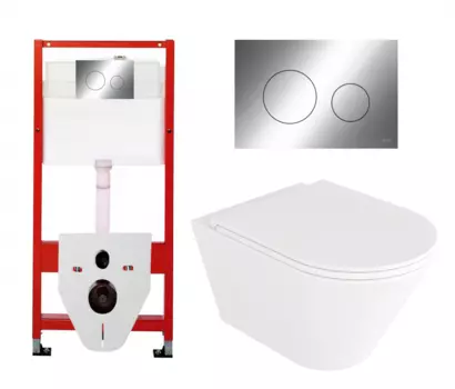 Комплект 3 в 1 инсталляция Tece Loop K440921 + Унитаз подвесной Enio Cento EN4280110 + кнопка хром