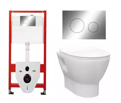 Комплект 3 в 1 инсталляция Tece Loop K440921 + Унитаз подвесной Enio Nativo EN1270551 + кнопка хром