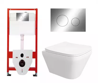 Комплект 3 в 1 инсталляция Tece Loop K440921 + Унитаз подвесной Enio Vicino EN9170544 + кнопка хром