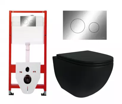 Комплект 3 в 1 инсталляция Tece Loop K440921 + Унитаз подвесной Enio Unico BL черный EN4105055 + кнопка хром