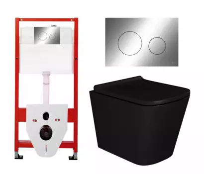 Комплект 3 в 1 инсталляция Tece Loop K440921 + Унитаз подвесной Enio Binario BL черный EN4180225 + кнопка хром