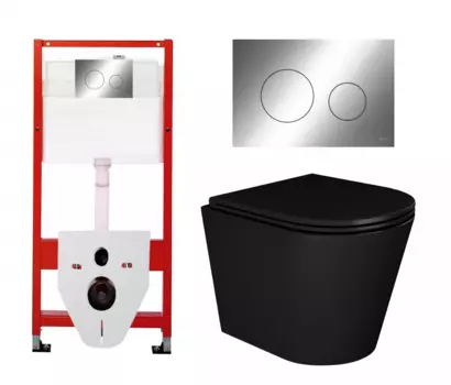 Комплект 3 в 1 инсталляция Tece Loop K440921 + Унитаз подвесной Enio Cento BL черный EN4280035 + кнопка хром