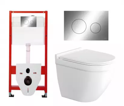 Комплект 3 в 1 инсталляция Tece Loop K440921 + Унитаз подвесной Enio Pulito EN1170052 + кнопка хром