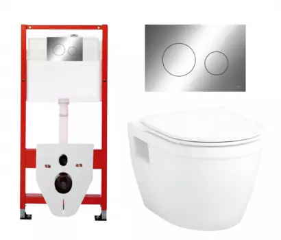 Комплект 3 в 1 инсталляция Tece Loop K440921 + Унитаз подвесной Enio Bolo EN8350034 + кнопка хром