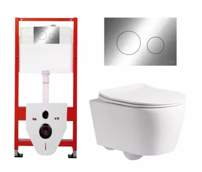 Комплект 3 в 1 инсталляция Tece Loop K440921 + Унитаз подвесной CeruttiSpa Sella PP 9738 + кнопка хром