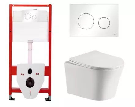 Комплект 3 в 1 инсталляция Tece Loop K440920 + Подвесной унитаз CeruttiSpa Adige Aria CT7837 с кнопкой смыва, в стиле hi-tech