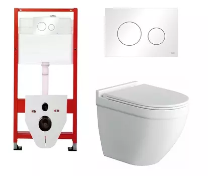 Комплект 3 в 1 инсталляция Tece Loop K440920 + Подвесной унитаз Owl 1975 Cirkel-H TOWLT190101 с кнопкой смыва, в стиле hi-tech