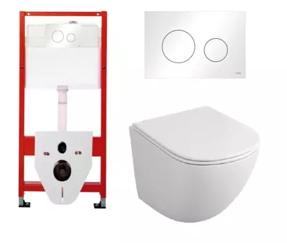 Комплект 3 в 1 инсталляция Tece Loop K440920 + Подвесной унитаз Owl 1975 Cirkel-H OWLT190302 с кнопкой смыва, в стиле hi-tech