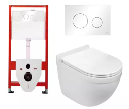 Комплект 3 в 1 инсталляция Tece Loop K440920 + Подвесной унитаз WeltWasser Heimbach 043 GL-WT с кнопкой белой круглой