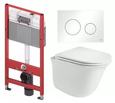 Комплект 3 в 1 инсталляция Tece Loop K440920 + Подвесной унитаз WeltWasser Telbach 004 GL-WT + кнопка белая