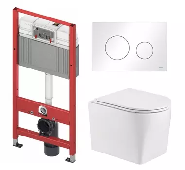 Комплект 3 в 1 инсталляция Tece Loop K440920 + Унитаз подвесной WeltWasser Nesenbach 004 GL-WT + кнопка белая