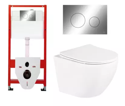 Комплект 3 в 1 инсталляция Tece Loop K440921 + Подвесной унитаз BelBagno Uno с кнопкой хром