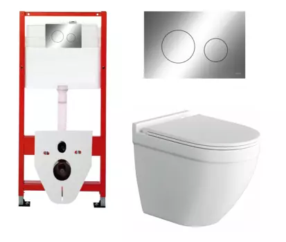 Комплект 3 в 1 инсталляция Tece Loop K440921 + Подвесной унитаз Grossman GR-4483S с кнопкой хром круглый