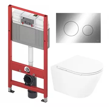 Комплект 3 в 1 инсталляция Tece Loop K440921 + Унитаз подвесной BelBagno Tre BB8001CHR/SC + кнопка хром