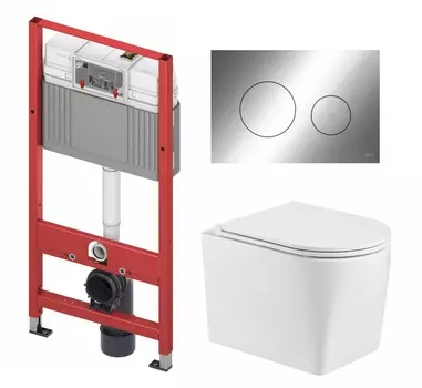 Комплект 3 в 1 инсталляция Tece Loop K440921 + Унитаз подвесной WeltWasser Nesenbach 004 GL-WT + кнопка хром