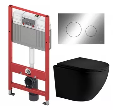 Комплект 3 в 1 инсталляция Tece Loop K440921 + Унитаз подвесной Weltwasser WW Merzbach 043 MT-BL + кнопка хром