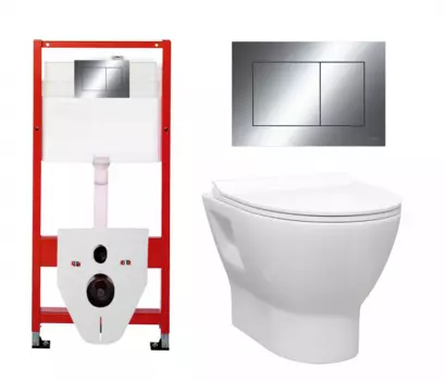 Комплект 3 в 1 инсталляция Tece Now 9400412 + Унитаз подвесной Enio Nativo EN1270551 + кнопка хром