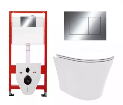 Комплект 3 в 1 инсталляция Tece Now 9400412 + Унитаз подвесной Enio Neo EN5370588 + кнопка хром