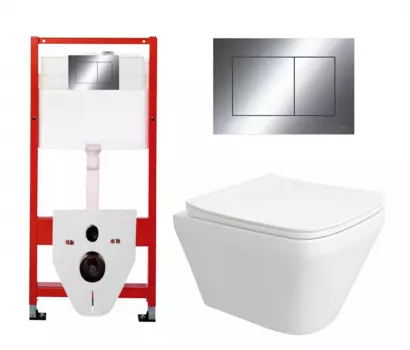 Комплект 3 в 1 инсталляция Tece Now 9400412 + Унитаз подвесной Enio Vicino EN9170544 + кнопка хром