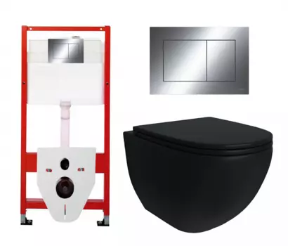 Комплект 3 в 1 инсталляция Tece Now 9400412 + Унитаз подвесной Enio Unico BL черный EN4105055 + кнопка хром