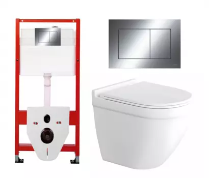 Комплект 3 в 1 инсталляция Tece Now 9400412 + Унитаз подвесной Enio Pulito EN1170052 + кнопка хром