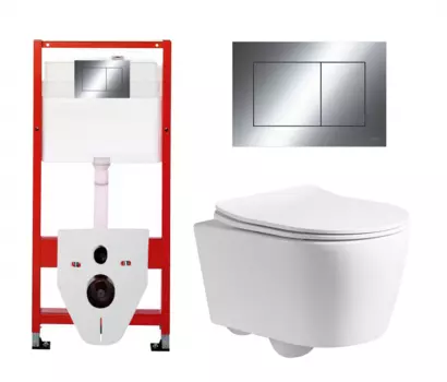 Комплект 3 в 1 инсталляция Tece Now 9400412 + Унитаз подвесной CeruttiSpa Sella PP 9738 + кнопка хром