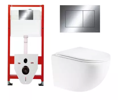 Комплект 3 в 1 инсталляция Tece Now 9400412 + Подвесной унитаз Enio Unico с кнопкой хром OOO