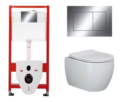 Комплект 3 в 1 инсталляция Tece Now 9400412 + Подвесной унитаз Ceramica Nova Play CN3001 с кнопкой смыва, в стиле hi-tech