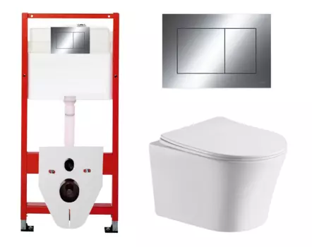 Комплект 3 в 1 инсталляция Tece Now 9400412 + Подвесной унитаз CeruttiSpa Adige Aria CT7837 с кнопкой смыва, в стиле hi-tech