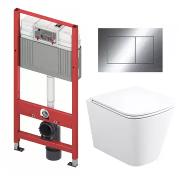 Комплект 3 в 1 инсталляция Tece Now 9400412 + Унитаз подвесной Enio Binario + кнопка хром