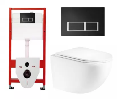 Комплект 3 в 1 инсталляция Tece Tecespring S955202 + Унитаз подвесной Enio Unico Tornado EN2105073 + кнопка черная матовая