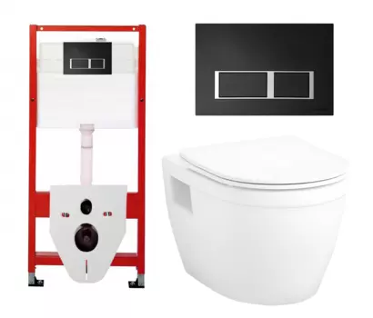 Комплект 3 в 1 инсталляция Tece Tecespring S955202 + Унитаз подвесной Enio Bolo EN8350034 + кнопка черная матовая