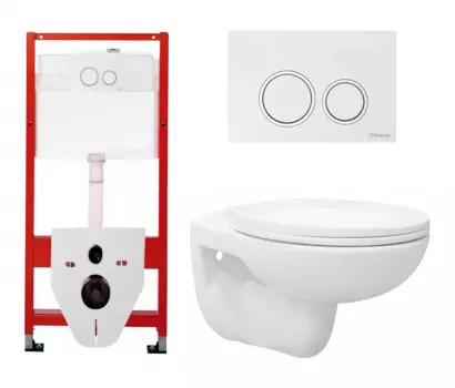 Комплект 3 в 1 инсталляция Tece Tecespring S955103 + Унитаз подвесной Enio Ekos EN0170571 + кнопка белая глянцевая