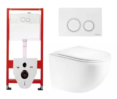 Комплект 3 в 1 инсталляция Tece Tecespring S955103 + Унитаз подвесной Enio Unico Tornado EN2105073 + кнопка белая глянцевая