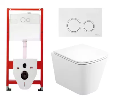 Комплект 3 в 1 инсталляция Tece Tecespring S955103 + Унитаз подвесной Enio Binario Tornado EN4180237 + кнопка белая глянцевая