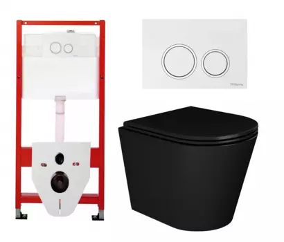 Комплект 3 в 1 инсталляция Tece Tecespring S955103 + Унитаз подвесной Enio Cento EN428003 + кнопка белая глянцевая