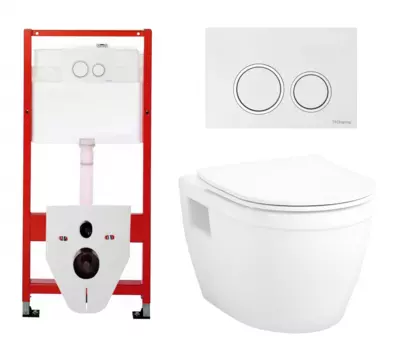 Комплект 3 в 1 инсталляция Tece Tecespring S955103 + Унитаз подвесной Enio Bolo EN8350034 + кнопка белая глянцевая