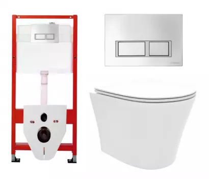 Комплект 3 в 1 инсталляция Tece Tecespring S955201 + Унитаз подвесной Enio Neo EN5370588 + кнопка хром