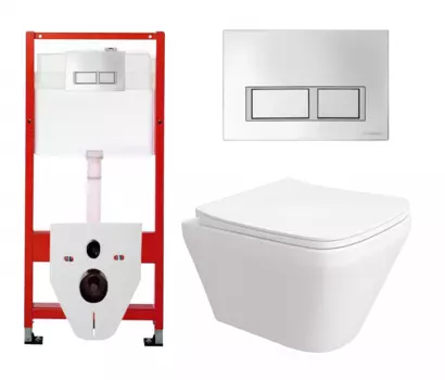 Комплект 3 в 1 инсталляция Tece Tecespring S955201 + Унитаз подвесной Enio Vicino EN9170544 + кнопка хром