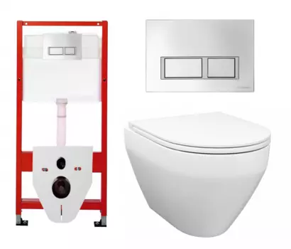 Комплект 3 в 1 инсталляция Tece Tecespring S955201 + Унитаз подвесной Enio Cono EN2870522 + кнопка хром