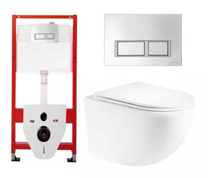 Комплект 3 в 1 инсталляция Tece Tecespring S955201 + Унитаз подвесной Enio Unico Tornado EN2105073 + кнопка хром