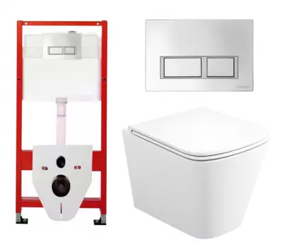 Комплект 3 в 1 инсталляция Tece Tecespring S955201 + Унитаз подвесной Enio Binario Tornado EN4180237 + кнопка хром