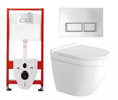 Комплект 3 в 1 инсталляция Tece Tecespring S955201 + Унитаз подвесной Enio Pulito EN1170052 + кнопка хром